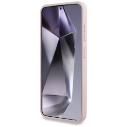 Karl Lagerfeld silikoninis dvigubų galvučių ir apskritimo formos „MagSafe“ dėklas „Samsung Galaxy S25 Plus“ rožinis