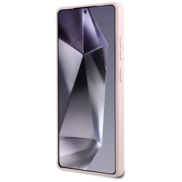 Karl Lagerfeld silikoninis dvigubų galvučių ir apskritimo formos „MagSafe“ dėklas „Samsung Galaxy S25 Ultra“, rožinis