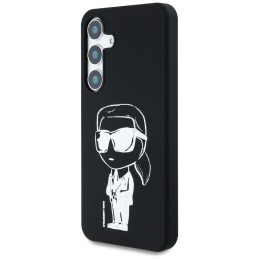 Karl Lagerfeld silikoninis dėklas, grafiti, Ikonik, spausdintas logotipas, MagSafe, Samsung Galaxy S25, juodas