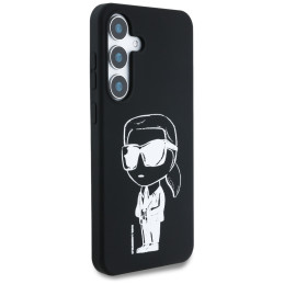 Karl Lagerfeld silikoninis dėklas, grafiti, Ikonik, spausdintas logotipas, MagSafe, Samsung Galaxy S25, juodas