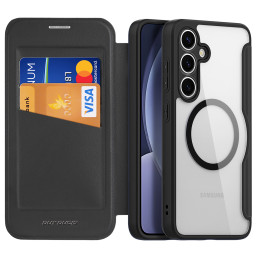 „Dux Ducis Skin X Pro“ dėklas, skirtas „Samsung Galaxy S25“, su „MagSafe“ ir dėklu – juodas