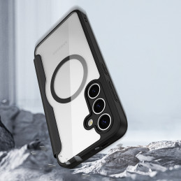 „Dux Ducis Skin X Pro“ dėklas, skirtas „Samsung Galaxy S25“, su „MagSafe“ ir dėklu – juodas