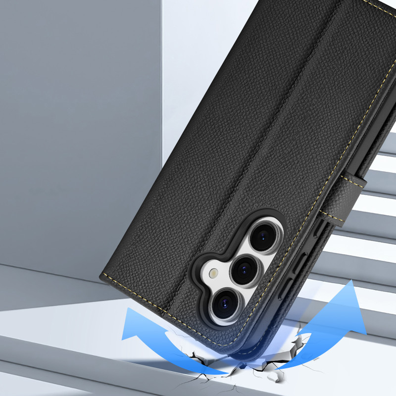 „Dux Ducis Lawa“ odinis dėklas, skirtas „Samsung Galaxy S25“, su nuimamu magnetiniu dėklu – juodas
