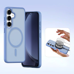 „Dux Ducis Lawa“ odinis dėklas, skirtas „Samsung Galaxy S25“, su nuimamu magnetiniu dėklu – mėlynas