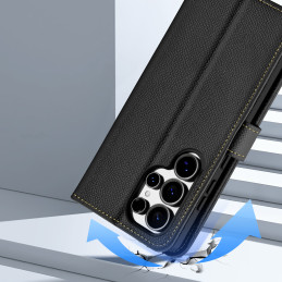 „Dux Ducis Lawa“ odinis dėklas, skirtas „Samsung Galaxy S25 Ultra“, su nuimamu magnetiniu dėklu – juodas
