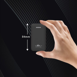 „GaN Dudao A65Q 65W“ USB-A / USB-C PD itin plonas kelioninis sieninis įkroviklis, skirtas ES / JAV – juodas