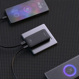 „GaN Dudao A65Q 65W“ USB-A / USB-C PD itin plonas kelioninis sieninis įkroviklis, skirtas ES / JAV – juodas