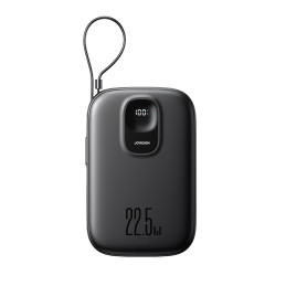 „Joyroom JR-PBF17“ 22,5 W 10000 mAh išorinė baterija su įmontuotu USB-C laidu + 0,25 cm USB-C laidu - juoda