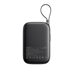 „Joyroom JR-PBF18“ 22,5 W 10000 mAh išorinė baterija su integruotu „Lightning“ laidu + 0,25 cm USB-C laidu - juoda