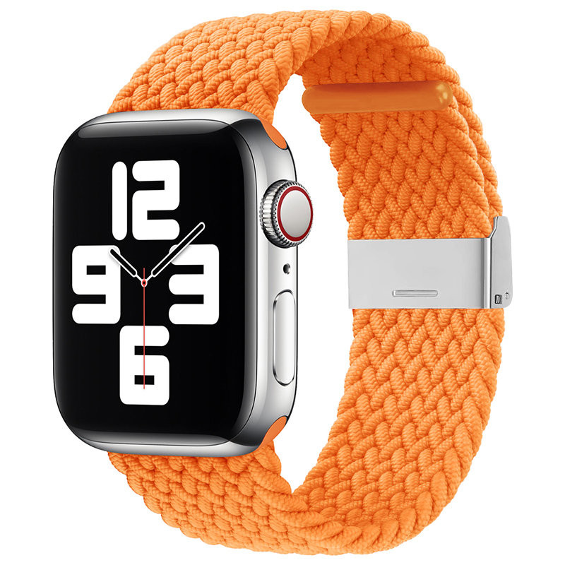 Medžiaginė apyrankė laikrodžiui 9 / 8 / 7 / 6 / SE / 5 / 4 / 3 / 2 (41 mm / 40 mm / 38 mm) Pinti audinio apyrankė, oranž...