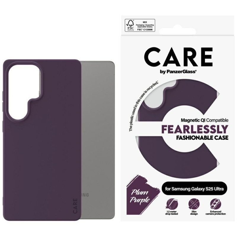 „CARE by PanzerGlass“ madingas QI dėklas, skirtas „Samsung Galaxy S25 Ultra“ – violetinis