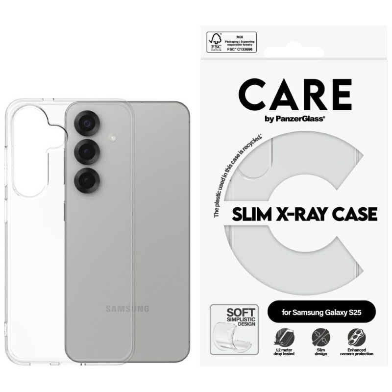„CARE by PanzerGlass“ madingas rentgeno dėklas, skirtas „Samsung Galaxy S25“ – skaidrus