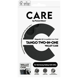 „CARE by PanzerGlass Feature Tango 2in1“ piniginės dėklas, skirtas „Samsung Galaxy S25 Ultra“ – juodas