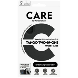 „CARE by PanzerGlass Feature Tango 2in1“ piniginės dėklas, skirtas „Samsung Galaxy S25+“ – juodas