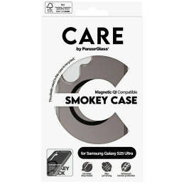 „CARE by PanzerGlass Flagship Urban Combat“ juodas QI dėklas, skirtas „Samsung Galaxy S25 Ultra“ – pusiau permatomas dūm...