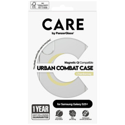 „CARE by PanzerGlass Flagship Urban Combat Chardonnay QI“ dėklas, skirtas „Samsung Galaxy S25+“ – skaidrus