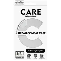 „CARE by PanzerGlass“ flagmaninis „Urban Combat“ dėklas, skirtas „Samsung Galaxy S25“ – skaidrus