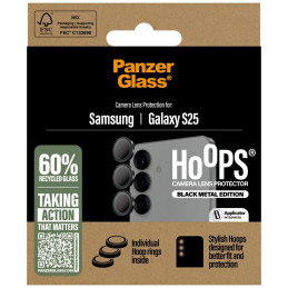 „PanzerGlass Hoops“ grūdinto stiklo objektyvo apsauga, skirta „Samsung Galaxy S25“, juoda