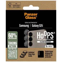 „PanzerGlass Hoops“ grūdinto stiklo objektyvo apsauga, skirta „Samsung Galaxy S25“ telefonui, skaidri