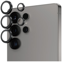 „PanzerGlass Hoops“ grūdinto stiklo objektyvo apsauga, skirta „Samsung Galaxy S25 Ultra“, juoda