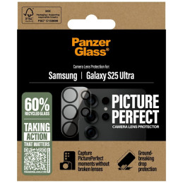 „PanzerGlass PicturePerfect“ grūdinto stiklo objektyvo apsauga, skirta „Samsung Galaxy S25 Ultra“.