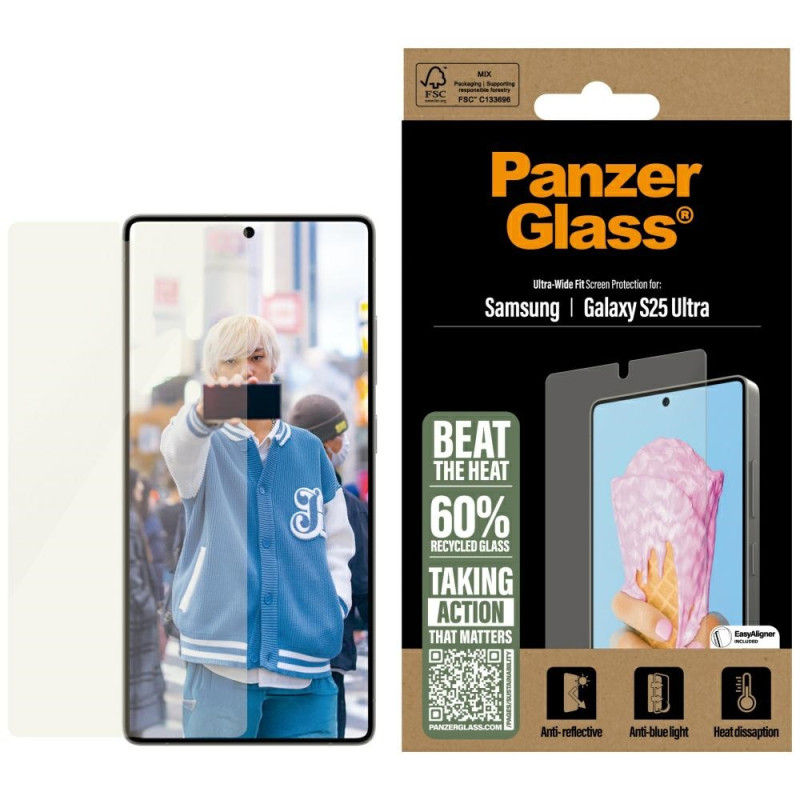 „PanzerGlass All-in-One“ itin plataus diametro grūdintas stiklas, skirtas „Samsung Galaxy S25 Ultra“