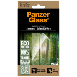 „PanzerGlass Eco Matrix“ itin plataus tvirtinimo grūdintas stiklas, skirtas „Samsung Galaxy S25 Ultra“.