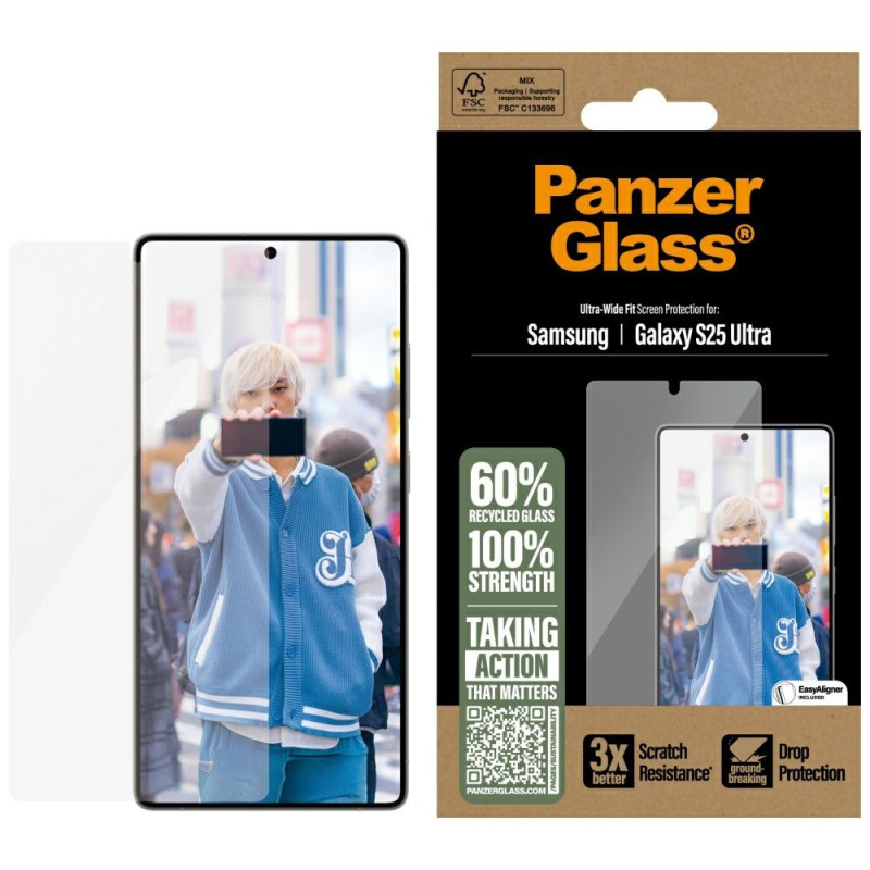„PanzerGlass“ itin plataus diagonalo grūdintas stiklas, skirtas „Samsung Galaxy S25 Ultra“.