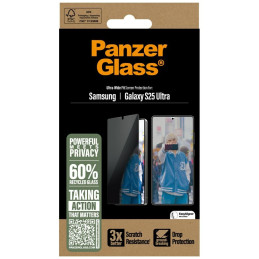 „PanzerGlass“ itin plataus profilio privatumo stiklas, skirtas „Samsung Galaxy S25 Ultra“.