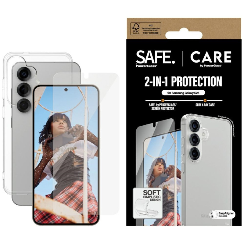„CARE by PanzerGlass“ madingas 2in1 dėklas + apsauginis stiklas, skirtas „Samsung Galaxy S25“