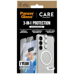 „CARE by PanzerGlass“ flagmaninis 3in1 dėklas + stiklas + objektyvo apsaugos rinkinys, skirtas „Samsung Galaxy S25+“