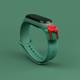 Kalėdinė apyrankė, skirta Xiaomi Mi Band 4 / Mi Band 3 Kalėdinė silikoninė apyrankė tamsiai žalia (dovana)