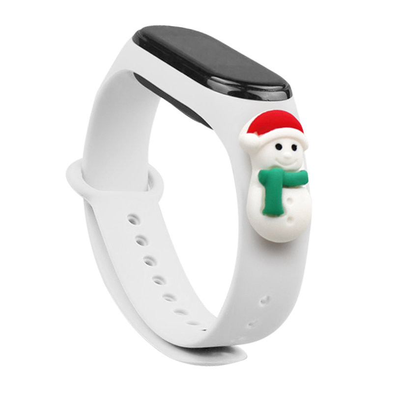 Kalėdinė apyrankė, skirta Xiaomi Mi Band 4 / Mi Band 3, kalėdinė silikoninė apyrankė, balta (Snowman 1)