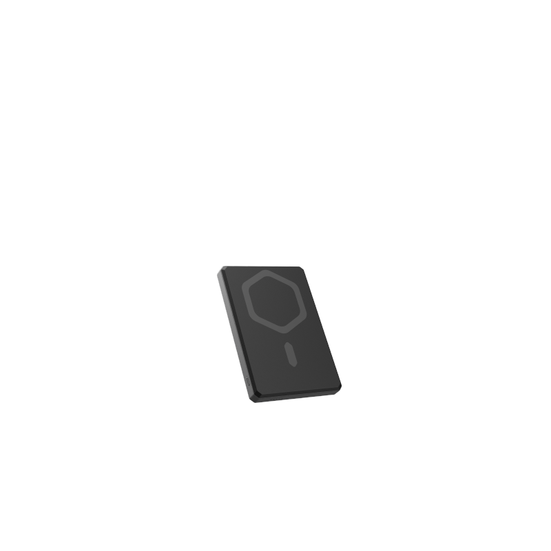 UAG itin plonas 5K 5000 mAh nešiojamas įkroviklis su 10 W stovu, suderinamas su „MagSafe“ USB-C laidu – juodas/ pilkas