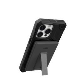 UAG itin plonas 5K 5000 mAh nešiojamas įkroviklis su 10 W stovu, suderinamas su „MagSafe“ USB-C laidu – juodas/ pilkas