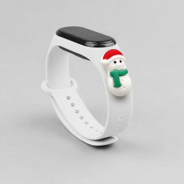 Kalėdinė apyrankė, skirta Xiaomi Mi Band 4 / Mi Band 3, kalėdinė silikoninė apyrankė, balta (Snowman 1)