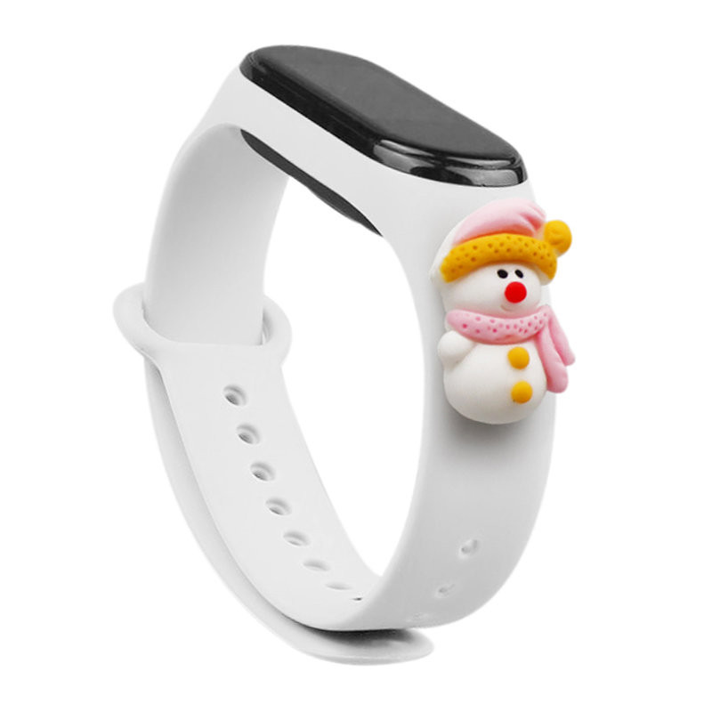 Kalėdinė apyrankė, skirta Xiaomi Mi Band 4 / Mi Band 3, kalėdinė silikoninė apyrankė, balta (Snowman 2)