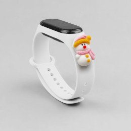 Kalėdinė apyrankė, skirta Xiaomi Mi Band 4 / Mi Band 3, kalėdinė silikoninė apyrankė, balta (Snowman 2)