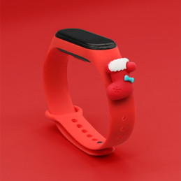 Kalėdinė apyrankė, skirta Xiaomi Mi Band 4 / Mi Band 3 Kalėdų silikoninė apyrankė raudona (kojinė)