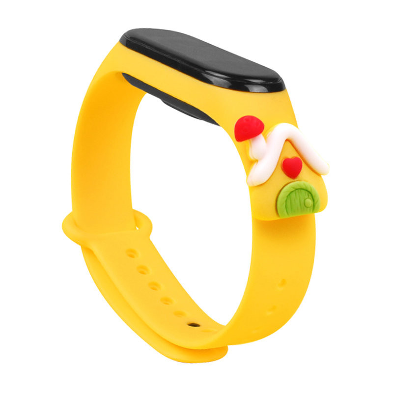 Kalėdinė apyrankė, skirta Xiaomi Mi Band 4 / Mi Band 3 Kalėdinė silikoninė apyrankė, geltona (namas)