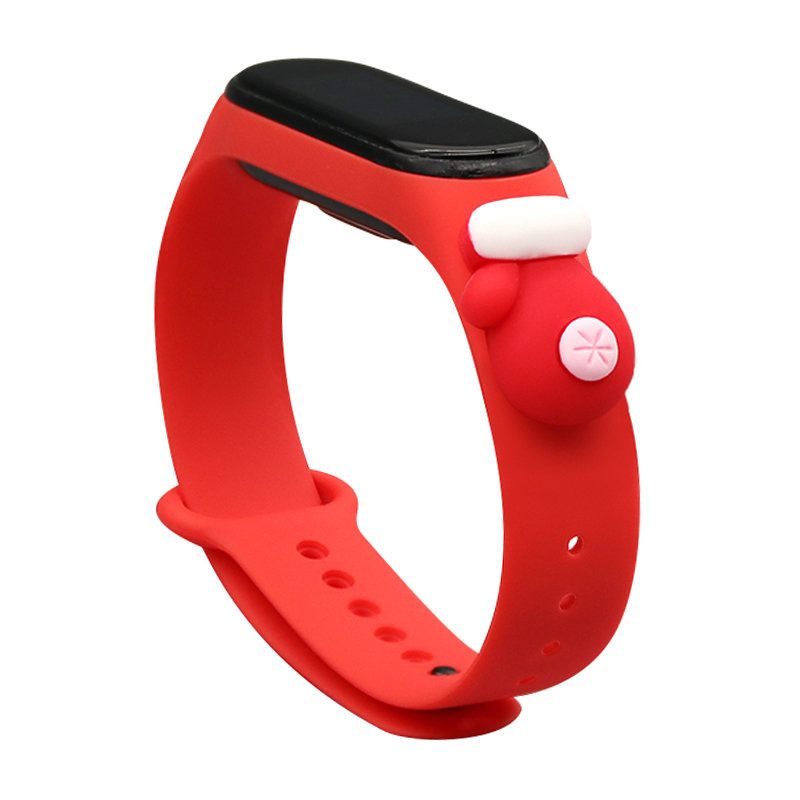 Strap Xmas apyrankė, skirta Xiaomi Mi Band 6 / Mi Band 5 Kalėdinė silikoninė apyrankė raudona (pirštinė)