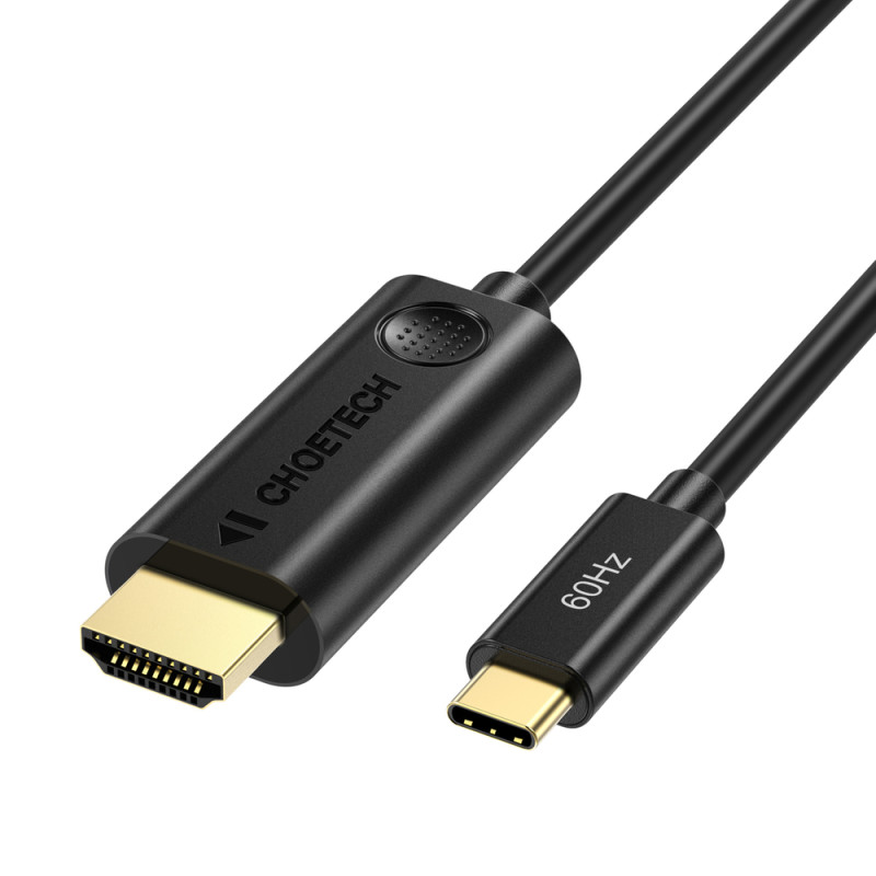 „Choetech“ vienakryptis C tipo USB (vyriškas) į HDMI 2.0 (vyriškas) adapterio kabelis 4K 60 Hz 1,8 m juodas (CH0019)