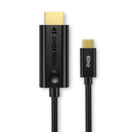 „Choetech“ vienakryptis C tipo USB (vyriškas) į HDMI 2.0 (vyriškas) adapterio kabelis 4K 60 Hz 1,8 m juodas (CH0019)