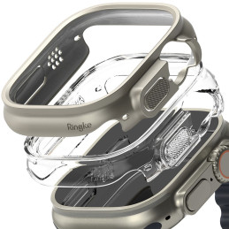 „Ringke Slim“ 2 dėklų pakuotė, skirta „Apple Watch Ultra 1/ 2“ (49 mm) – skaidrus ir titano spalvos