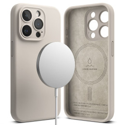 „Ringke“ silikoninis „MagSafe iPhone 15 Pro“ dėklas – smėlio spalvos