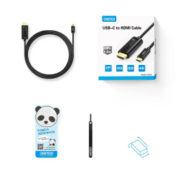 „Choetech“ vienakryptis C tipo USB (vyriškas) į HDMI 2.0 (vyriškas) adapterio kabelis 4K 60 Hz 1,8 m juodas (CH0019)