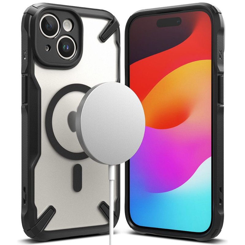 „Ringke Fusion X MagSafe“ dėklas, skirtas „iPhone 15 Plus“ – matinės juodos spalvos