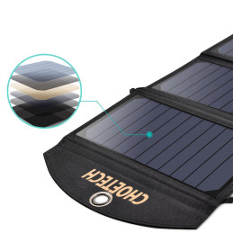 Choetech SC001 saulės sulankstomas įkroviklis 19W 2x USB-A - juodas