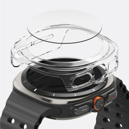 „Ringke“ plonas grūdinto stiklo dėklas + stiklo komplektas, skirtas „Samsung Galaxy Watch Ultra 47mm“ – skaidrus
