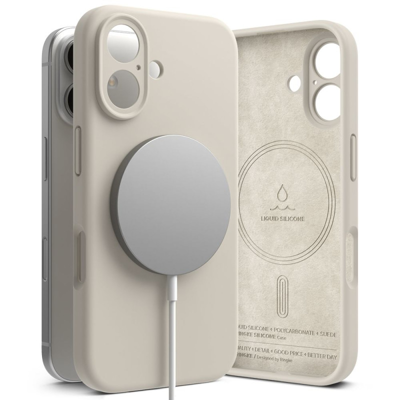 „Ringke“ silikoninis „MagSafe“ iPhone 16 dėklas – smėlio spalvos